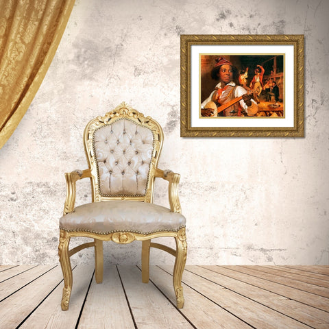 The Musician Gold Ornate Wood Framed Art Print with Double Matting by Medeiros, Celito