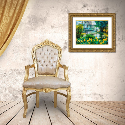 Bridge over the Lake Gold Ornate Wood Framed Art Print with Double Matting by Medeiros, Celito