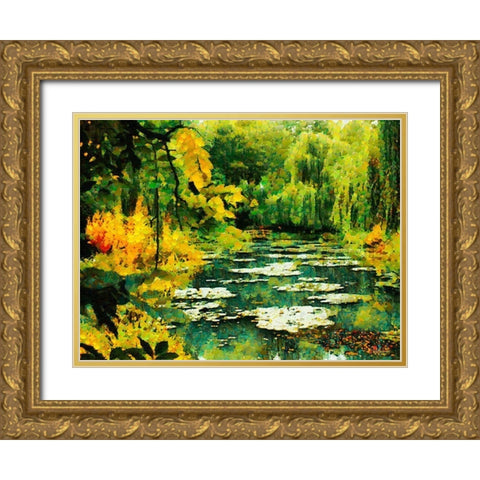 Green Lake Gold Ornate Wood Framed Art Print with Double Matting by Medeiros, Celito