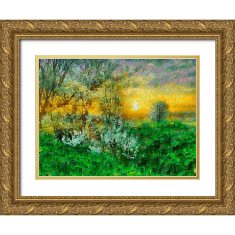 Sunrise over the Meadow Gold Ornate Wood Framed Art Print with Double Matting by Medeiros, Celito