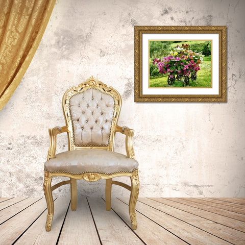 Carriage with Flowers Gold Ornate Wood Framed Art Print with Double Matting by Medeiros, Celito