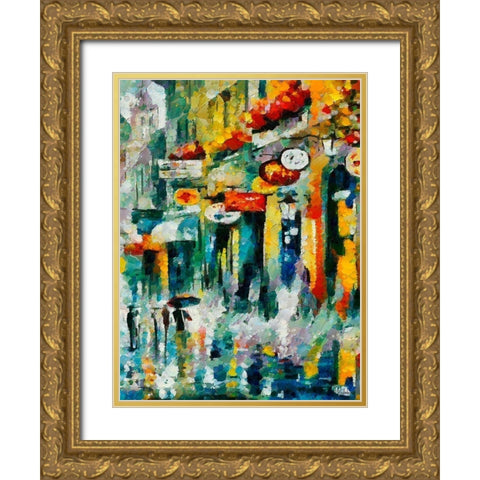 Colorfull Street II Gold Ornate Wood Framed Art Print with Double Matting by Medeiros, Celito
