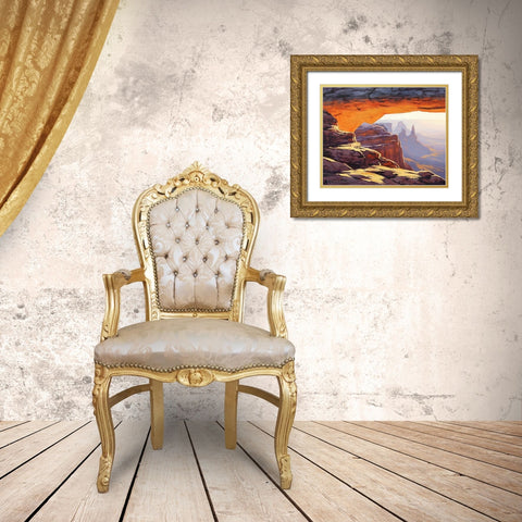Arches Sunrise Utah Gold Ornate Wood Framed Art Print with Double Matting by Gercken, Graham