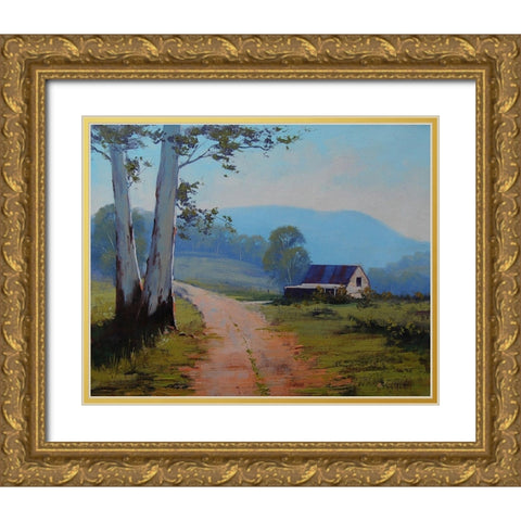 Australian Scene Gold Ornate Wood Framed Art Print with Double Matting by Gercken, Graham