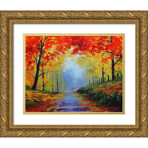 Autumn Impression Gold Ornate Wood Framed Art Print with Double Matting by Gercken, Graham