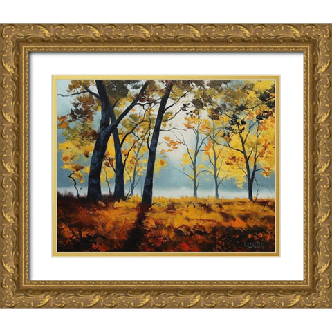 Backlight Trees Gold Ornate Wood Framed Art Print with Double Matting by Gercken, Graham