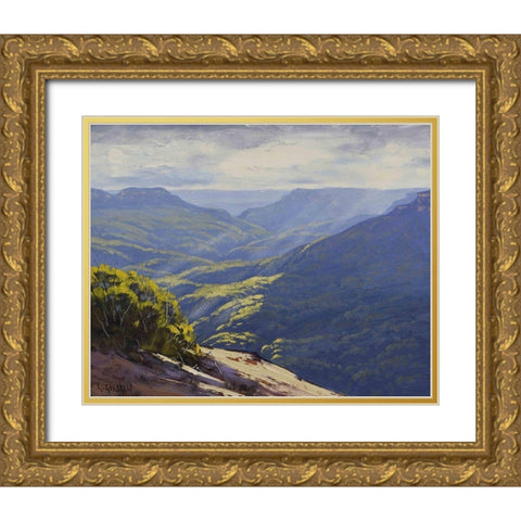 Blue Mountains Gold Ornate Wood Framed Art Print with Double Matting by Gercken, Graham