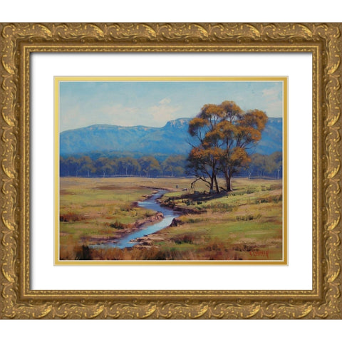 Slowly Stream Gold Ornate Wood Framed Art Print with Double Matting by Gercken, Graham