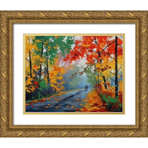 Autumn Walk Gold Ornate Wood Framed Art Print with Double Matting by Gercken, Graham