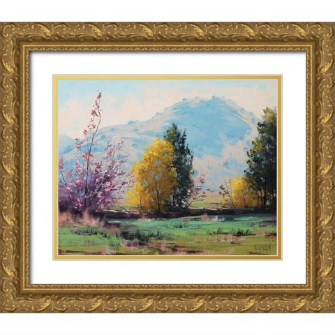 Apring Australia  Gold Ornate Wood Framed Art Print with Double Matting by Gercken, Graham