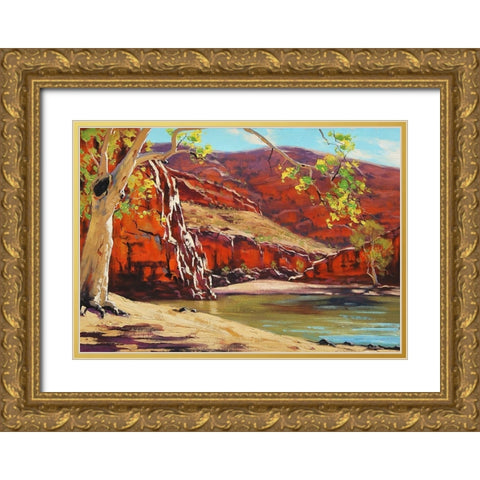 Red Rocks Gold Ornate Wood Framed Art Print with Double Matting by Gercken, Graham