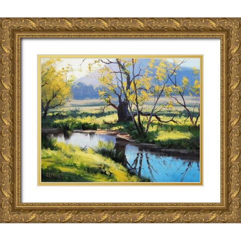 Fish River Winter Gold Ornate Wood Framed Art Print with Double Matting by Gercken, Graham