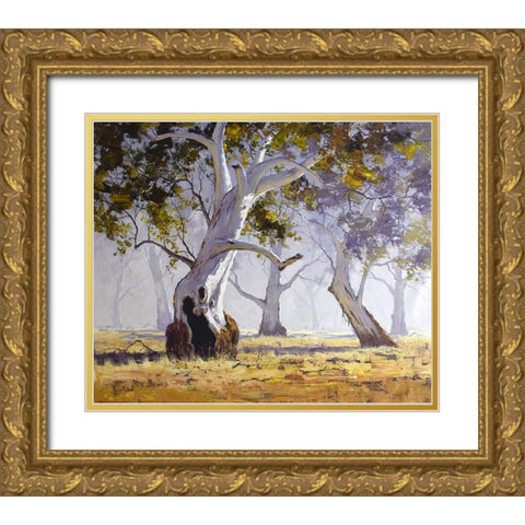 Gum Tree Gold Ornate Wood Framed Art Print with Double Matting by Gercken, Graham