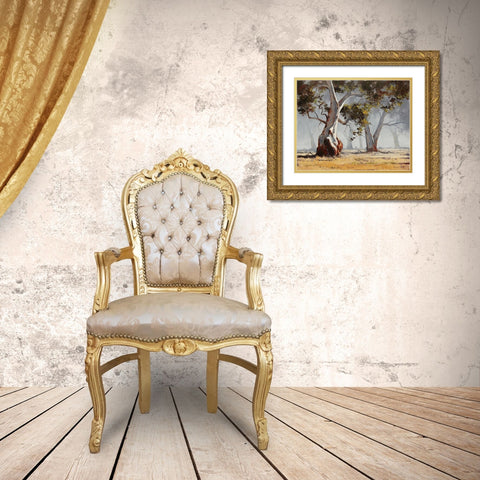 Eucalyptus Trees Gold Ornate Wood Framed Art Print with Double Matting by Gercken, Graham