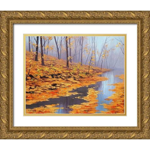 Golden Autumn Gold Ornate Wood Framed Art Print with Double Matting by Gercken, Graham