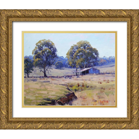 Farm Shed Australia Gold Ornate Wood Framed Art Print with Double Matting by Gercken, Graham