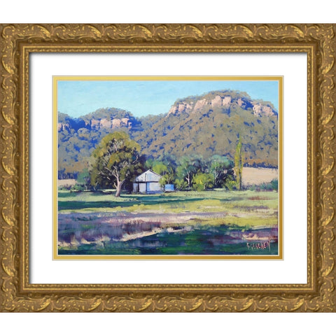 Farm Sheds Hartley Gold Ornate Wood Framed Art Print with Double Matting by Gercken, Graham