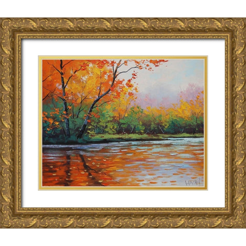 Fall River Gold Ornate Wood Framed Art Print with Double Matting by Gercken, Graham