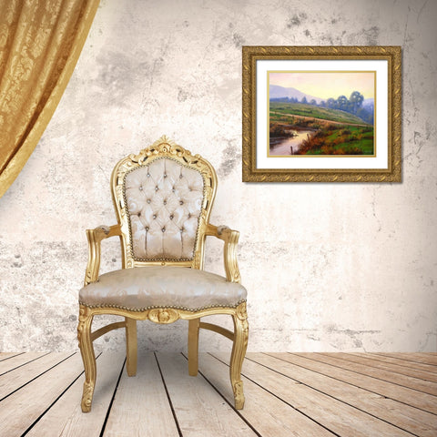 Evening Sky Gold Ornate Wood Framed Art Print with Double Matting by Gercken, Graham