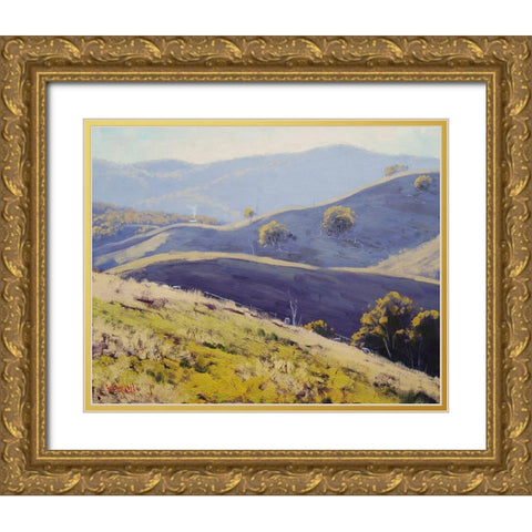 Hazy Landscape Mudgee Gold Ornate Wood Framed Art Print with Double Matting by Gercken, Graham