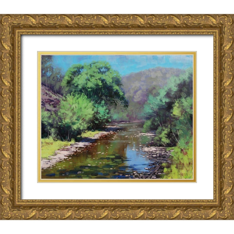 Summer Willows Gold Ornate Wood Framed Art Print with Double Matting by Gercken, Graham