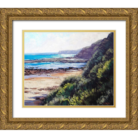 Norah Head View Gold Ornate Wood Framed Art Print with Double Matting by Gercken, Graham