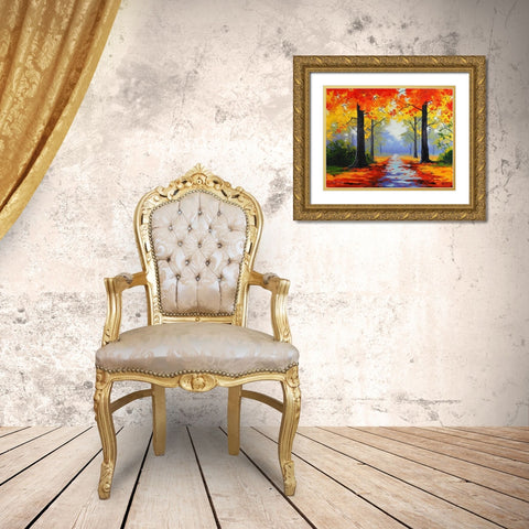 Vivid Autumn Colours Gold Ornate Wood Framed Art Print with Double Matting by Gercken, Graham