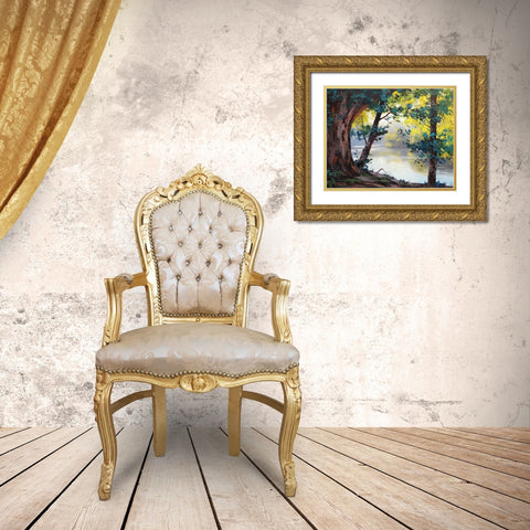 Tumut River NSW Gold Ornate Wood Framed Art Print with Double Matting by Gercken, Graham