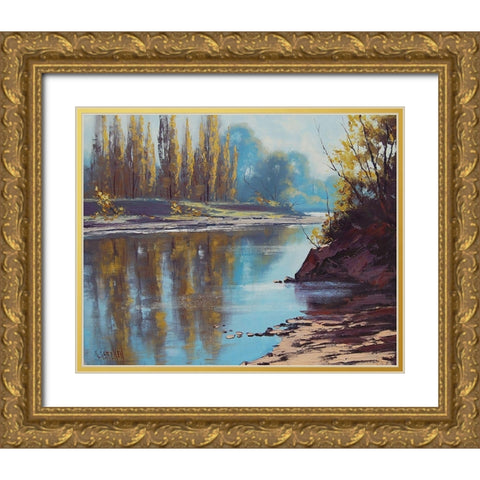 Tumut River Reflections Gold Ornate Wood Framed Art Print with Double Matting by Gercken, Graham