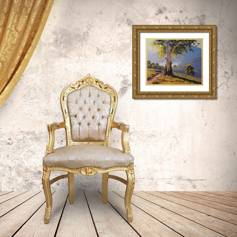 Tumut Hills Gum Tree Gold Ornate Wood Framed Art Print with Double Matting by Gercken, Graham