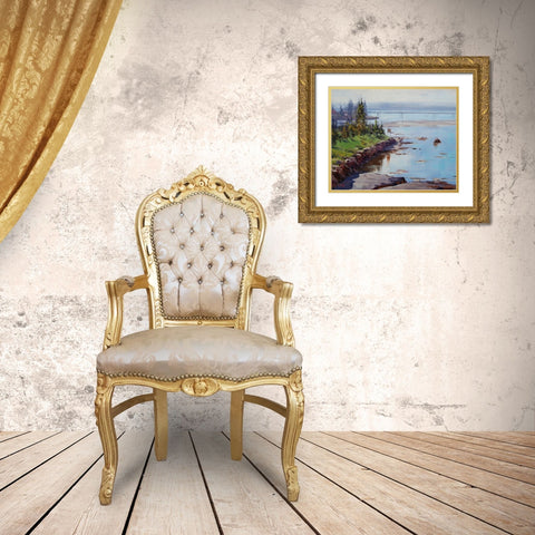 Tuggerah Lake Australia Gold Ornate Wood Framed Art Print with Double Matting by Gercken, Graham