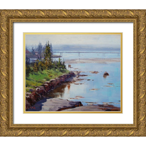 Tuggerah Lake Australia Gold Ornate Wood Framed Art Print with Double Matting by Gercken, Graham