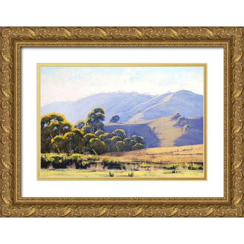Strath Creek Hills Australia Gold Ornate Wood Framed Art Print with Double Matting by Gercken, Graham