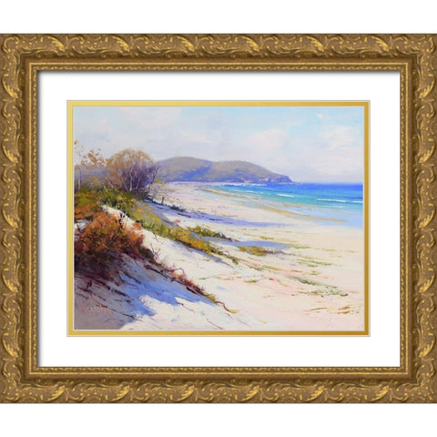 Port Stephans Beach Sands Gold Ornate Wood Framed Art Print with Double Matting by Gercken, Graham