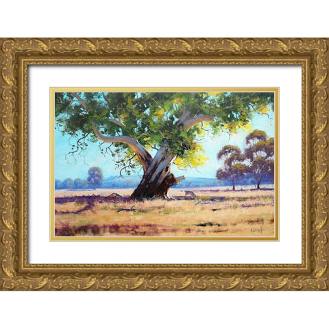 Red Gum Painting Gold Ornate Wood Framed Art Print with Double Matting by Gercken, Graham
