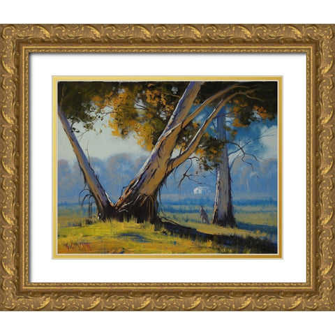 Ribbon Gum Trees Gold Ornate Wood Framed Art Print with Double Matting by Gercken, Graham