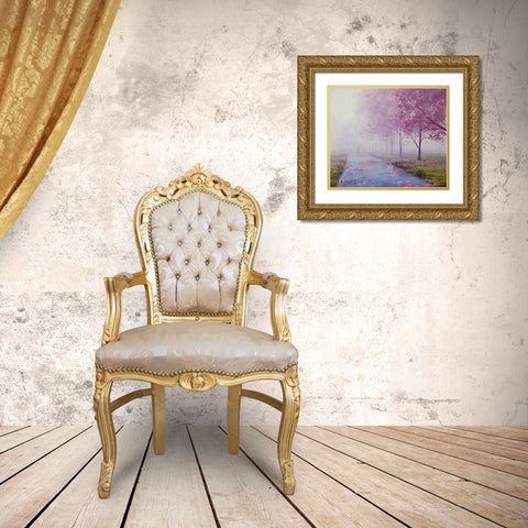 MÃ­sty Landscape Gold Ornate Wood Framed Art Print with Double Matting by Gercken, Graham