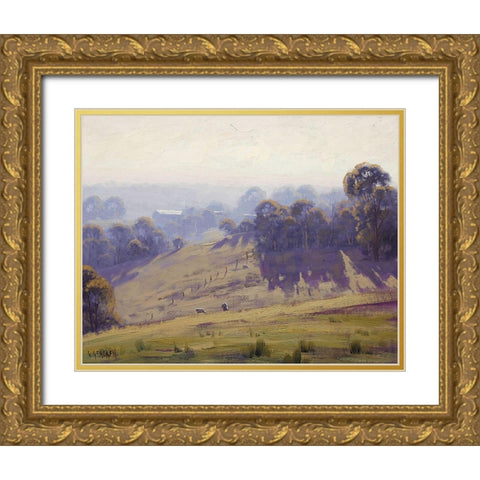 MÃ­sty Morning Corries Bridge Gold Ornate Wood Framed Art Print with Double Matting by Gercken, Graham