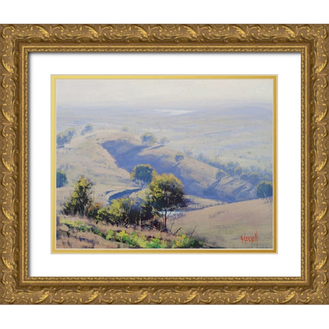 Mudgee Hills Australia Gold Ornate Wood Framed Art Print with Double Matting by Gercken, Graham
