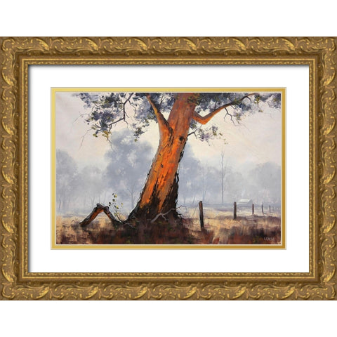 Eucalyptus Tree Paintings Gold Ornate Wood Framed Art Print with Double Matting by Gercken, Graham