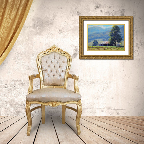Hartley Farm Shed Gold Ornate Wood Framed Art Print with Double Matting by Gercken, Graham