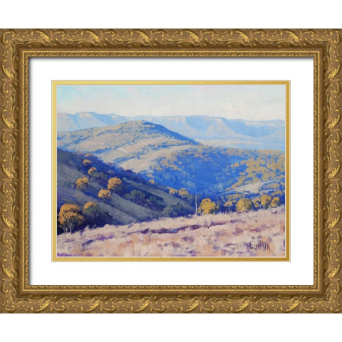 Hilly Landscape Gold Ornate Wood Framed Art Print with Double Matting by Gercken, Graham