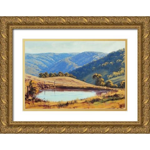 Kanimba Valley Dam Gold Ornate Wood Framed Art Print with Double Matting by Gercken, Graham