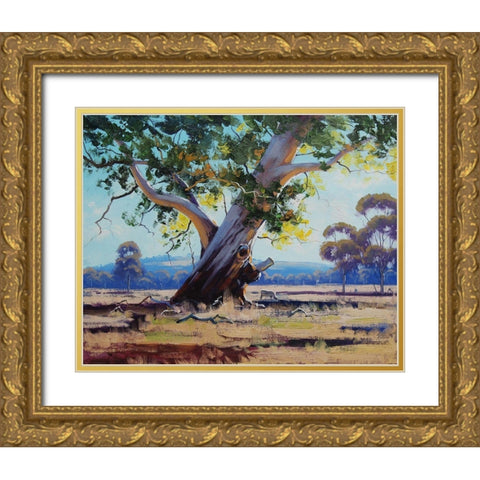 Old River Gum Tree Gold Ornate Wood Framed Art Print with Double Matting by Gercken, Graham