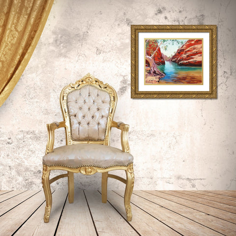 Outback Billabong Gold Ornate Wood Framed Art Print with Double Matting by Gercken, Graham