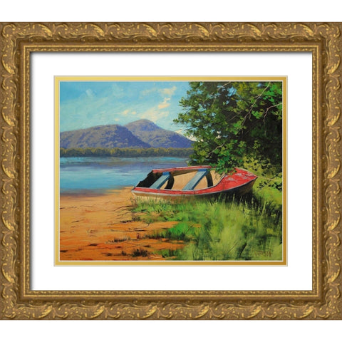 Patonga Shoreline Gold Ornate Wood Framed Art Print with Double Matting by Gercken, Graham