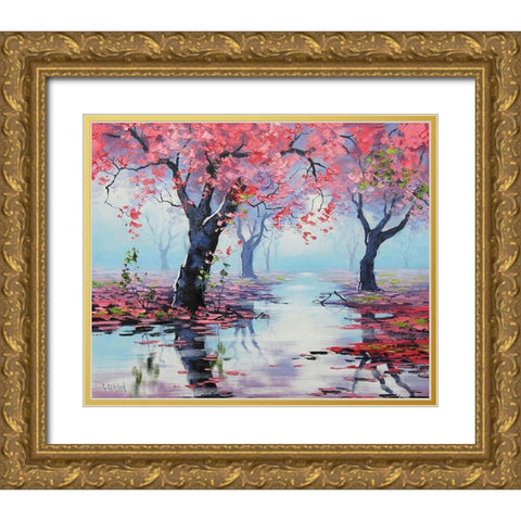 Pink Blossom Tree Gold Ornate Wood Framed Art Print with Double Matting by Gercken, Graham