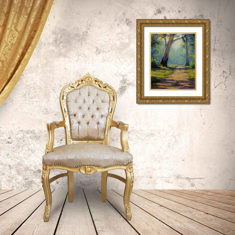Forest Gum Trees Gold Ornate Wood Framed Art Print with Double Matting by Gercken, Graham