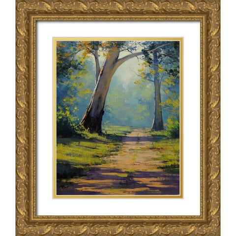 Forest Gum Trees Gold Ornate Wood Framed Art Print with Double Matting by Gercken, Graham