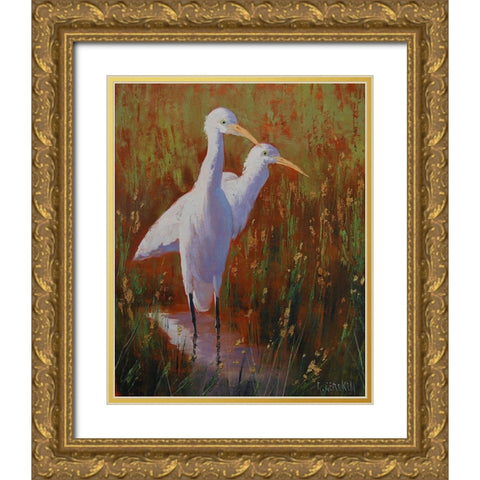 Herod Bird Prints Gold Ornate Wood Framed Art Print with Double Matting by Gercken, Graham